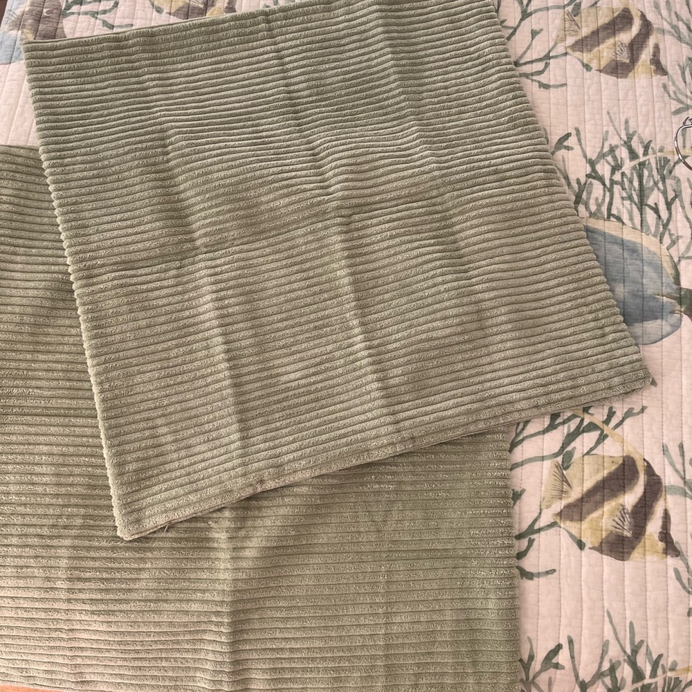 NEW! Green Corduroy/ Chenelle Fabric Pillow covers! 24x24